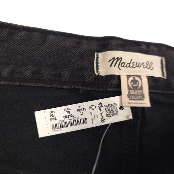 Madewell Jeans The Darted Barrel-Leg Washed Black Button Denim - Picture 8 of 12